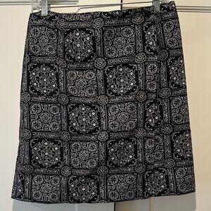 Talbots Black and White Printed Wrap A-Line Skirt